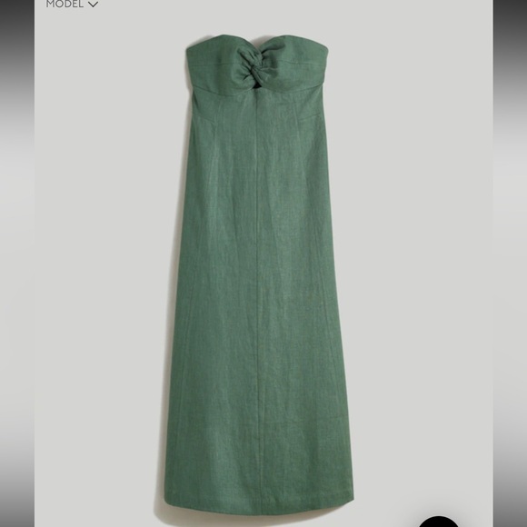 Madewell Strapless Linen Green Midi Dress - Picture 5 of 10